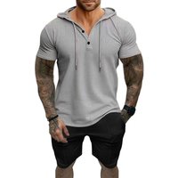 New Summer Men’s Casual Short Sleeve Shorts Hoodie Set shirt Henley Shirt New Summer Men’s Casual Short Sleeve Shorts Hoodie Set shirt Henley Shirt