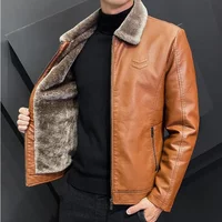 Winter Fashion Warmth Thickened Leather Jacket Lapel Solid Zipper Design Plus Size Men’s Leather Jacket Bomber Fleece Coat Winter Fashion Warmth Thickened Leather Jacket Lapel Solid Zipper Design Plus Size Men’s Leather Jacket Bomber Fleece Coat