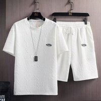 Men’s Waffle Knit Short Sleeve Shirt & Shorts Set – Summer Casual Athletic Outfit GreyWhiteBlack, Sizes M-xl Men’s Waffle Knit Short Sleeve Shirt & Shorts Set – Summer Casual Athletic Outfit GreyWhiteBlack, Sizes M-xl
