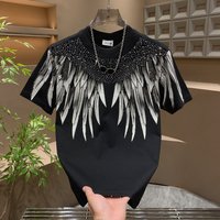 Men’s Luxury Short Sleeve Shirt With Wing Print & Rhinestone – Stylish Casual Tee For Summer Men’s Luxury Short Sleeve Shirt With Wing Print & Rhinestone – Stylish Casual Tee For Summer