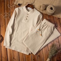 Men’s Clothing Spring And Autumn New Solid Color Cotton And Linen Long Sleeved Trousers Suit Men’s Large Size Loose Fashion Two Piece Suit