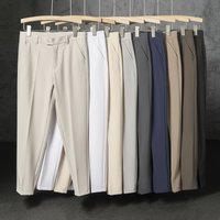 Men’s Summer Ice Silk Dress Pants Slim Fit Straight Leg Business Casual Trousers Wrinkle-Resistant, Breathable Polyester​