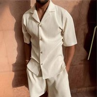 New Style Corduroy Casual Lapel Shorts Two Piece Set Suit Sports Men’s Solid Color T Shirt Shorts Running Training Suit New Style Corduroy Casual Lapel Shorts Two Piece Set Suit Sports Men’s Solid Color T Shirt Shorts Running Training Suit