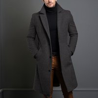 Men’s Mid To Long Woolen Coat Slim Fit Suit Collar Windbreaker Men’s Mid To Long Woolen Coat Slim Fit Suit Collar Windbreaker