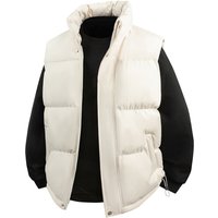 Men’s Box-Cut Quilted Vest Lightweight Winter Puffer Gilet With Stand Collar S-, BlackNavyBeige Men’s Box-Cut Quilted Vest Lightweight Winter Puffer Gilet With Stand Collar S-, BlackNavyBeige