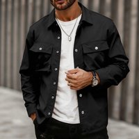 Men’s Slim Fit Lapel Jacket Multi Pocket Casual Fashion Trendy Workwear European American Style Clothing