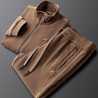Men’s Premium Solid Color Tracksuit Set Slim Fit Zip-Up Jacket & Straight-Leg Pants M-, BlackCoffee Brown​ Men’s Premium Solid Color Tracksuit Set Slim Fit Zip-Up Jacket & Straight-Leg Pants M-, BlackCoffee Brown​