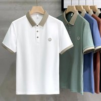 Men’s Summer Short Sleeve Polo Shirt Light Luxury Embroidered Collar, Contrast Color & Breathable Fabric, Relaxed Fit M- Men’s Summer Short Sleeve Polo Shirt Light Luxury Embroidered Collar, Contrast Color & Breathable Fabric, Relaxed Fit M-