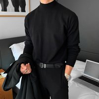 Men’s Clothing high-grade half turtleneck sweater men’s loose casual solid color mid-collar knitted bottoming shirt long sleeve inner Men’s Clothing high-grade half turtleneck sweater men’s loose casual solid color mid-collar knitted bottoming shirt long sleeve inner