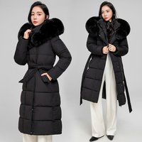 Luxury Detachable Faux Fur Hooded Parka Knee-Length Quilted Puffer Coat KhakiBlackCreamCoffee, M-X​