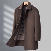 Premium Double-Faced Wool Coat For Men Business Casual Winter Overcoat M-, NavyKhakiGray