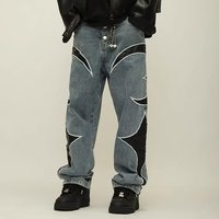 Men’s Clothing Hiphop Patchwork Contrast Jeans Men’s Loose Trendy Straight Casual Mopping Pants Men’s Clothing Hiphop Patchwork Contrast Jeans Men’s Loose Trendy Straight Casual Mopping Pants