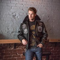 ​​”Men’s Shearling-Lined Bomber Jacket – Classic Aviator Style With Faux Fur Collar, Black Polyester Outerwear, S- For Urban Sophistication”​​