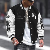 Men’s Letter Print Baseball Jacket Oversized Varsity Bomber With Stand Collar -, Colors, % Polyester, Punk Streetwear​ Men’s Letter Print Baseball Jacket Oversized Varsity Bomber With Stand Collar -, Colors, % Polyester, Punk Streetwear​