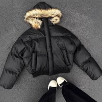 Men’s Winter Parka With Detachable Faux Fur Hood American Retro Streetwear, Thickened Cotton Blend Coat For Couples M-, Colors​ Men’s Winter Parka With Detachable Faux Fur Hood American Retro Streetwear, Thickened Cotton Blend Coat For Couples M-, Colors​