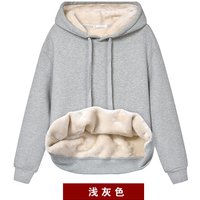 Solid Color Lamb Wool Fleece Lined Thickened New Winter Coat Hooded Sweatshirt Warm Top Wine Red Solid Color Lamb Wool Fleece Lined Thickened New Winter Coat Hooded Sweatshirt Warm Top Wine Red
