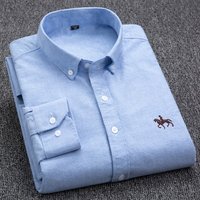 Men’s Embroidered Oxford Shirt – Classic Long Sleeve Button Down