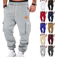 Urban Style Cargo Pants For Men With Leather Logo Patch, Multi-Pocket Design & Drawstring Waist – Comfortable & Trendy Casual Trousers Urban Style Cargo Pants For Men With Leather Logo Patch, Multi-Pocket Design & Drawstring Waist – Comfortable & Trendy Casual Trousers