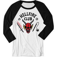 Stranger Things Hellfire Club Unisex Baseball Raglan Long Sleeve Shirt – White Black