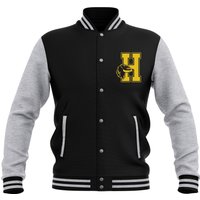 Harry Potter Hufflepuff Varsity Jacket – BlackGrey Harry Potter Hufflepuff Varsity Jacket – BlackGrey
