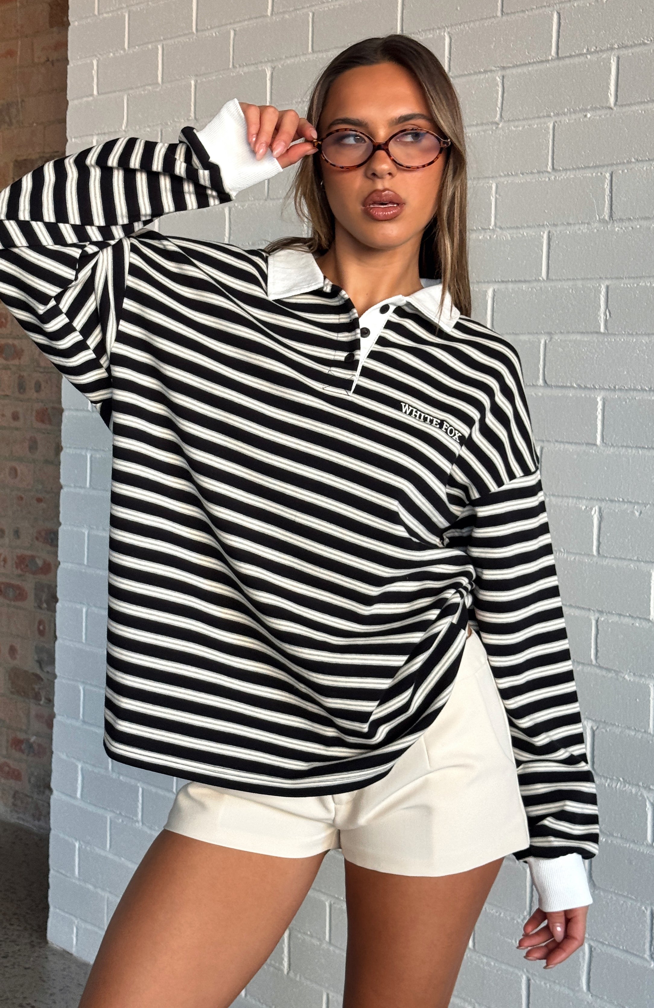 Out Again Long Sleeve Rugby Shirt BlackGrey Stripe Out Again Long Sleeve Rugby Shirt BlackGrey Stripe