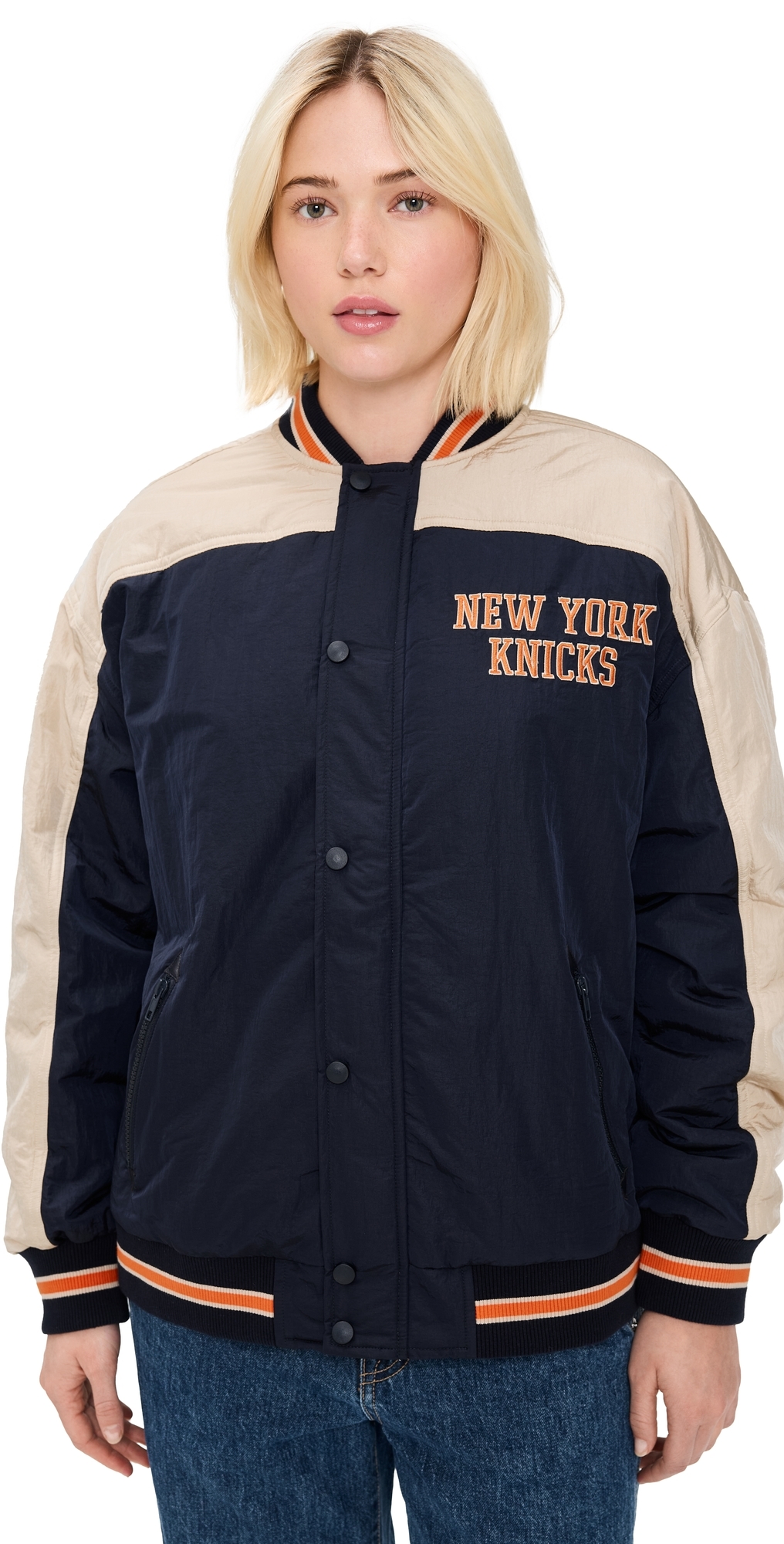 Terez Double Yoke Bomber Jacket KnicksNavy Terez Double Yoke Bomber Jacket KnicksNavy