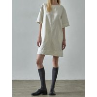 Linen Half Sleeve Dress [White]